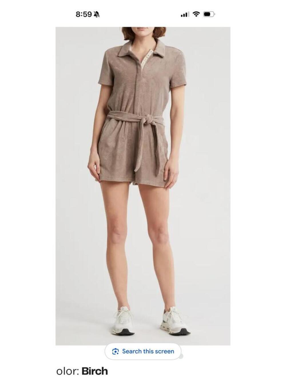 Beyond Yoga Womens Taupe Terrycloth Tropez Romper sz L beach coverup summr